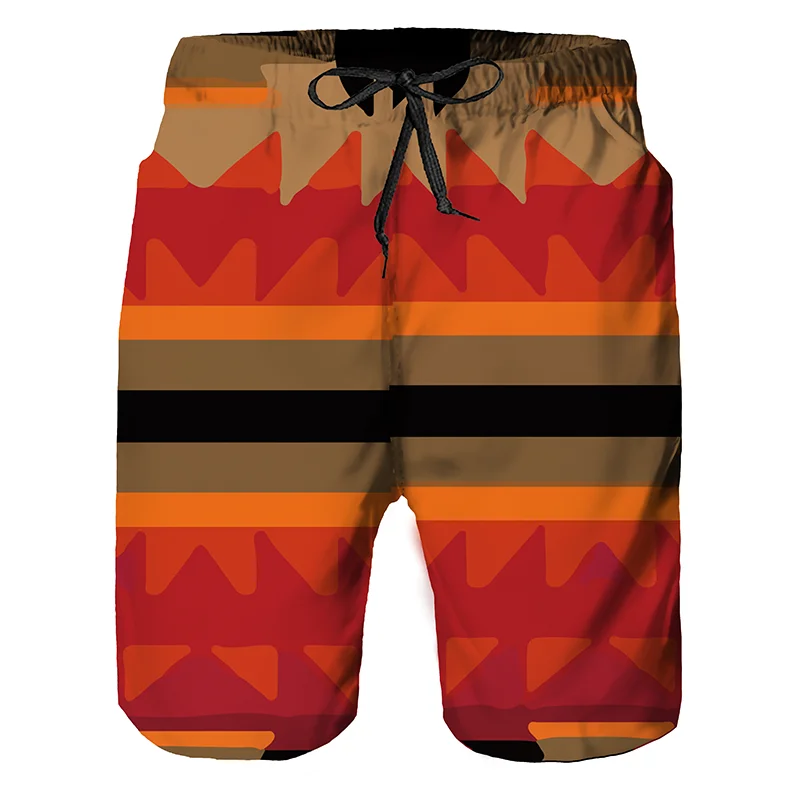 3D Gulf printed men\'s beach shorts summer Ethnic Wind Graphics Retro Print men\'s shorts unisex loose shorts men\'s sports high