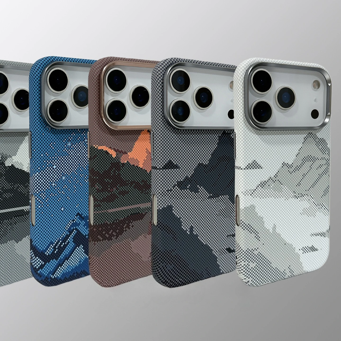 Coque magnétique Montagne enneigée pour iPhone 17 16 Pro Max, coque rigide en PC mat en relief avec protection de l'objectif de l'appareil photo, Capinha Funda