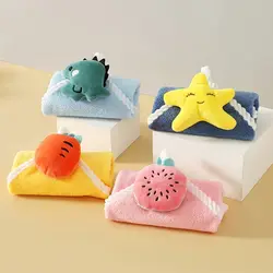 Toalla de mano para bebé, tejido de terciopelo Coral, secado rápido, absorción de agua, toalla de lavado colgante, cocina diaria para niños, toallas de baño