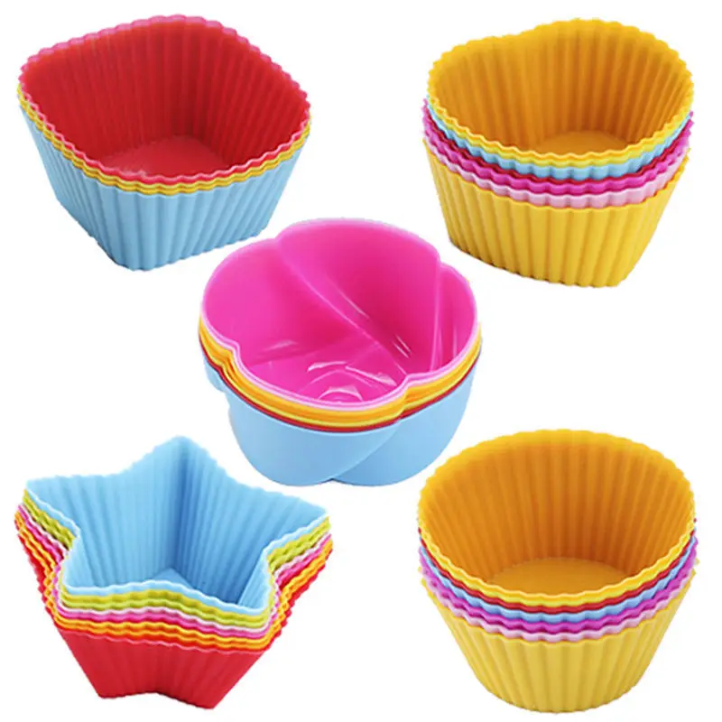 1/5/10 PCS Random Color Cake Cup Baking Silicone Cake Mold Bakeware Muffin Cake Cup Pudding Mold Baking Gadgets Cakes Tools