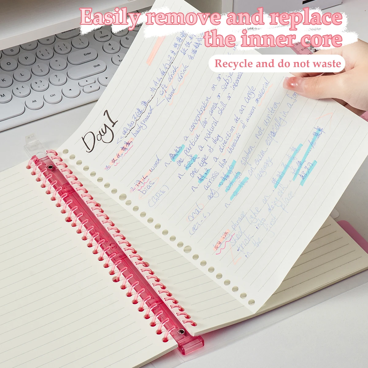 دفتر ملاحظات كاواي PP غير لامع بأوراق شجر فضفاضة ملونة، كتاب جديد للطلاب، قرطاسية كورية، ثقافة المكتب واللوازم التعليمية