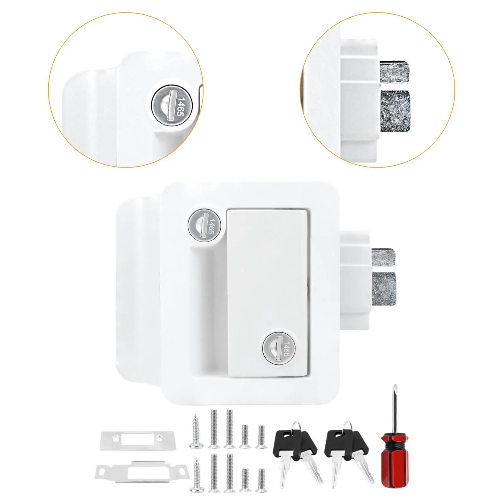 RV Camper Door Handle Latch with Deadbolt and 4 Keys for Travel Trailer Entry Door Zinc Alloy Security Lock Upgrade