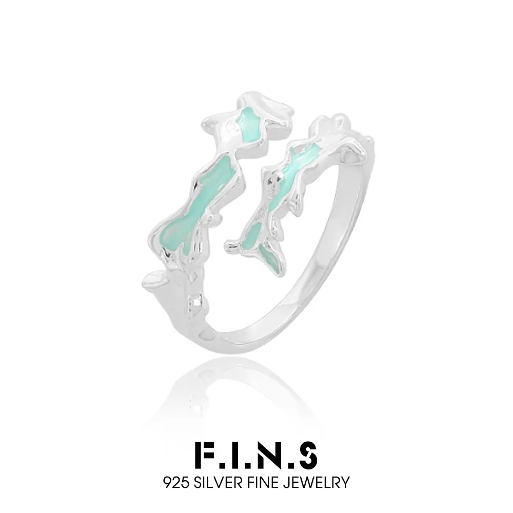 

Оригинальные кольца F.I.N.S из стерлингового серебра 925 пробы для женщин, с текстурой, светло-голубым каплевидным покрытием, регулируемые, ювелирные украшения