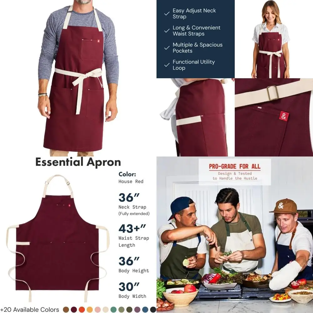

Lightweight Cotton Canvas Apron with Pockets and Towel Loop for Professional Chefs - Essential Kitchen Wear