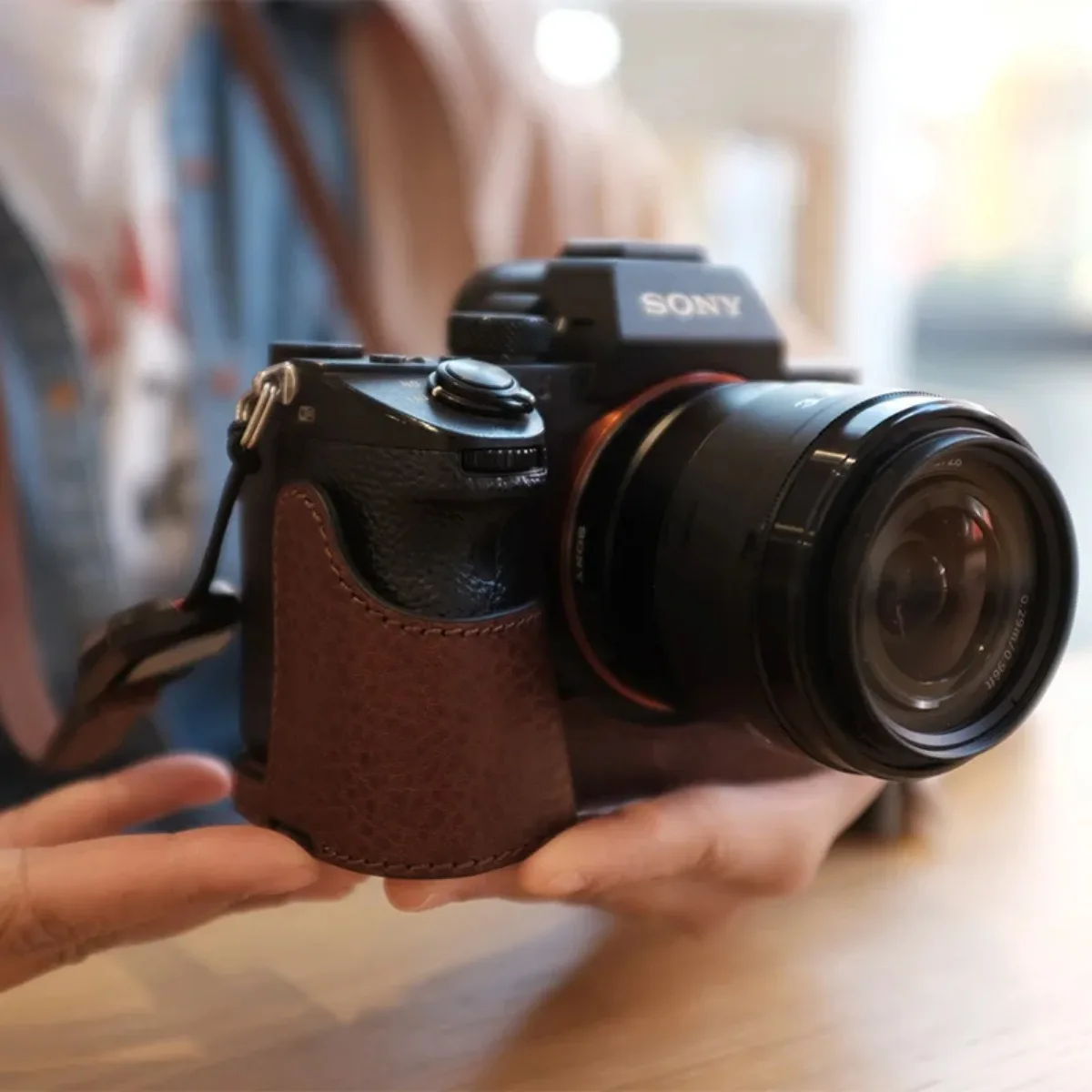 Sac pour appareil photo Vintage en cuir véritable, pochette de protection, housse de Base, ceinture d'épaule, sangle de cou pour Sony A7CR A7C2