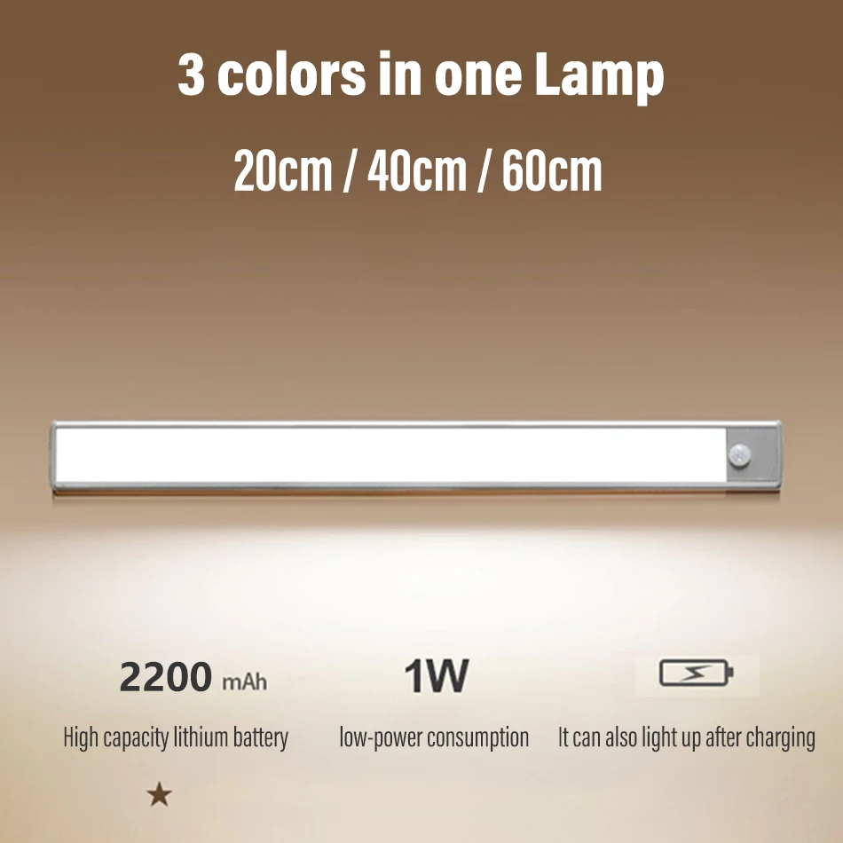 night light cabinet Led Night Light motion Sensor Led Light Under Cabinet Light Kitchen Wardrobe Staircase Lighting USB Recharge