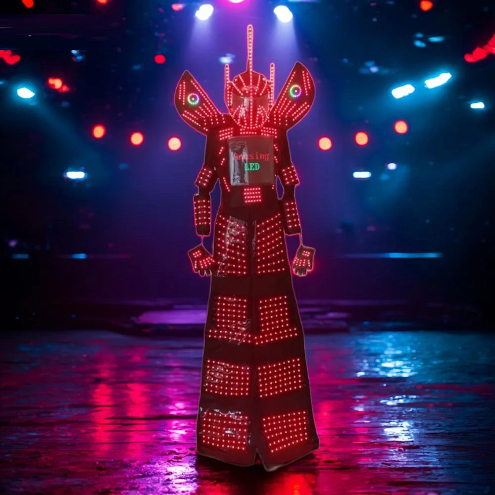 

Костюм робота RoboDancer со светодиодной подсветкой для мужчин, костюм с Bluetooth и дистанционным управлением, несколько режимов, сценическое представление, вечеринка на Хэллоуин