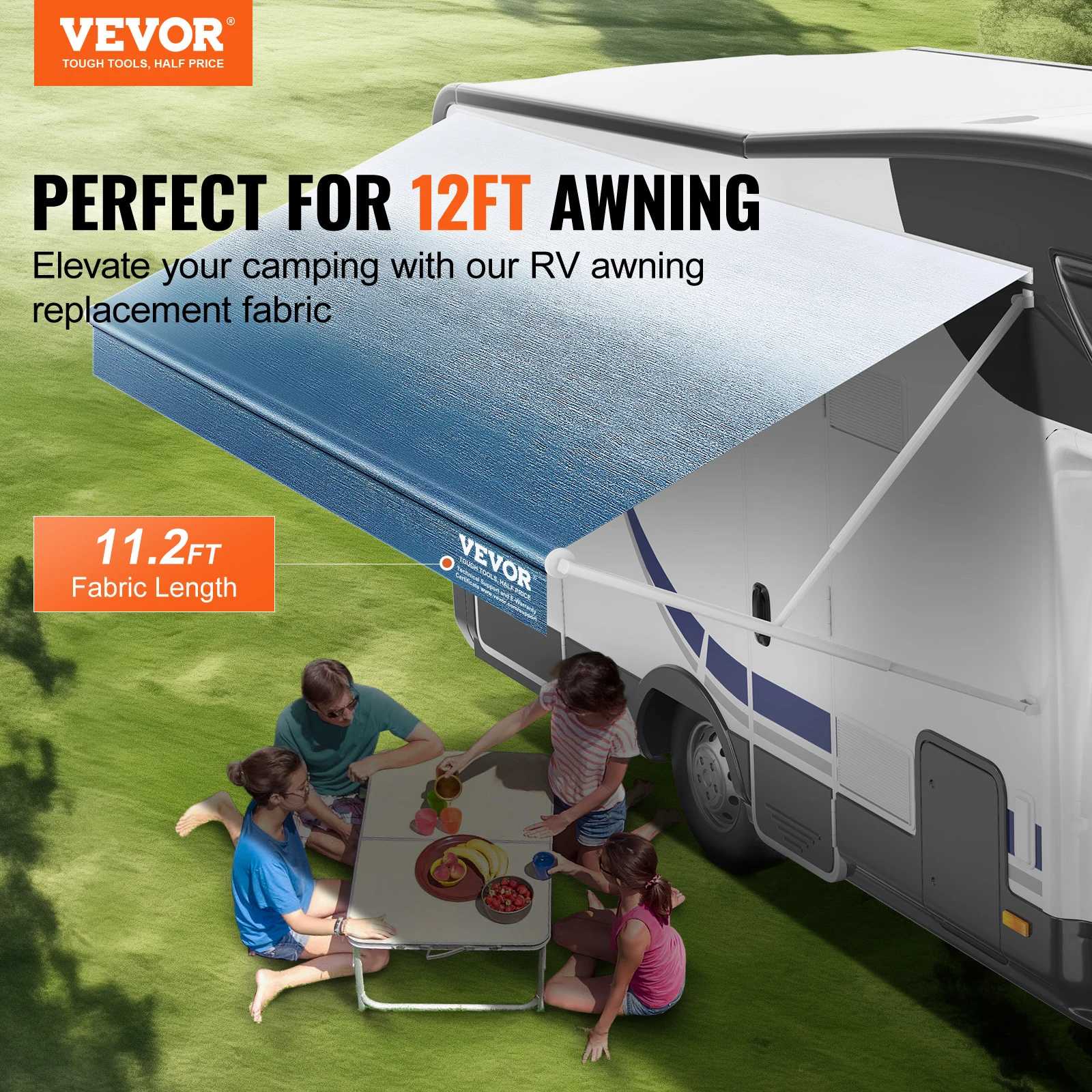 VEVOR RV Awning Fabric Replacement Heavy Duty 3-Ply 16oz PVC Waterproof & UV Protection  Outdoor Canopy for RV Trailer Motorhome