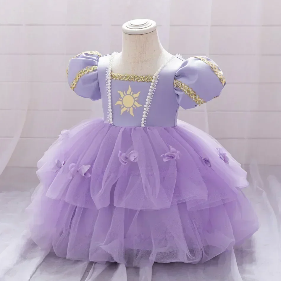 Rapunzel Sofia Alice Cosplay Princess Dress Girls Floral Birthday Carnival Halloween Party Fancy Clothes Kids Costume Accessory