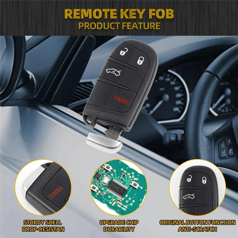 

Key Fob Replacement Keyless Entry 4 Buttons For Chrysler 200 300 Dodge Challenger Charger 68155686AB M3M-40821302