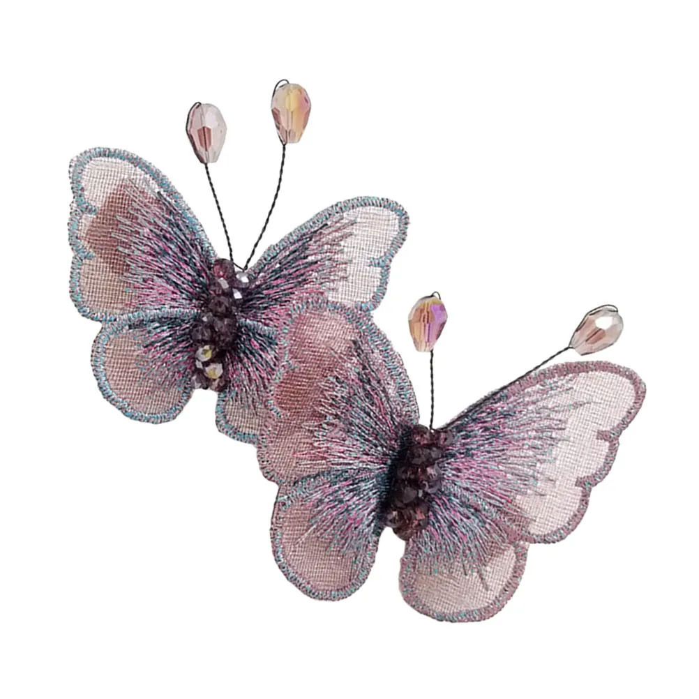 

Retro Crystal Embroidered Butterfly Hair Clips For Women Elegant Cloth Barrette Strong Durable Korean Style Suitable All Hair