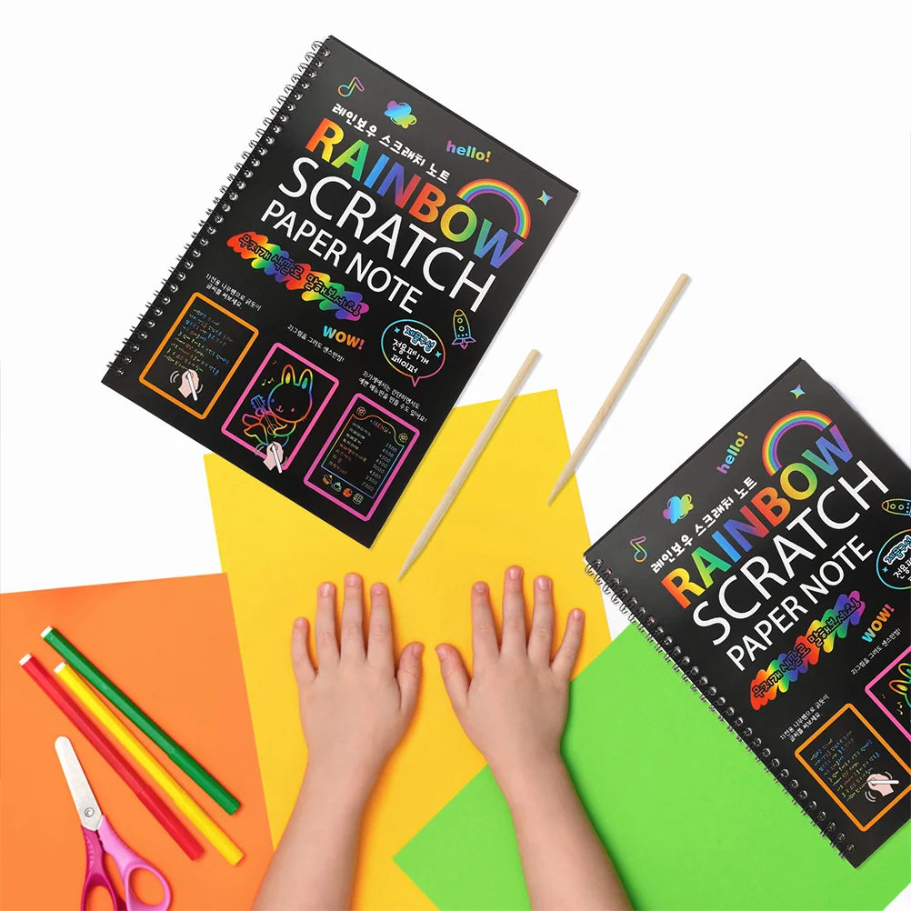 3 Sets Scratch Books Kids Drawing DIY Papers Graffiti Book Creative Paper Painting Toy Lightweight Portable Fun Activity