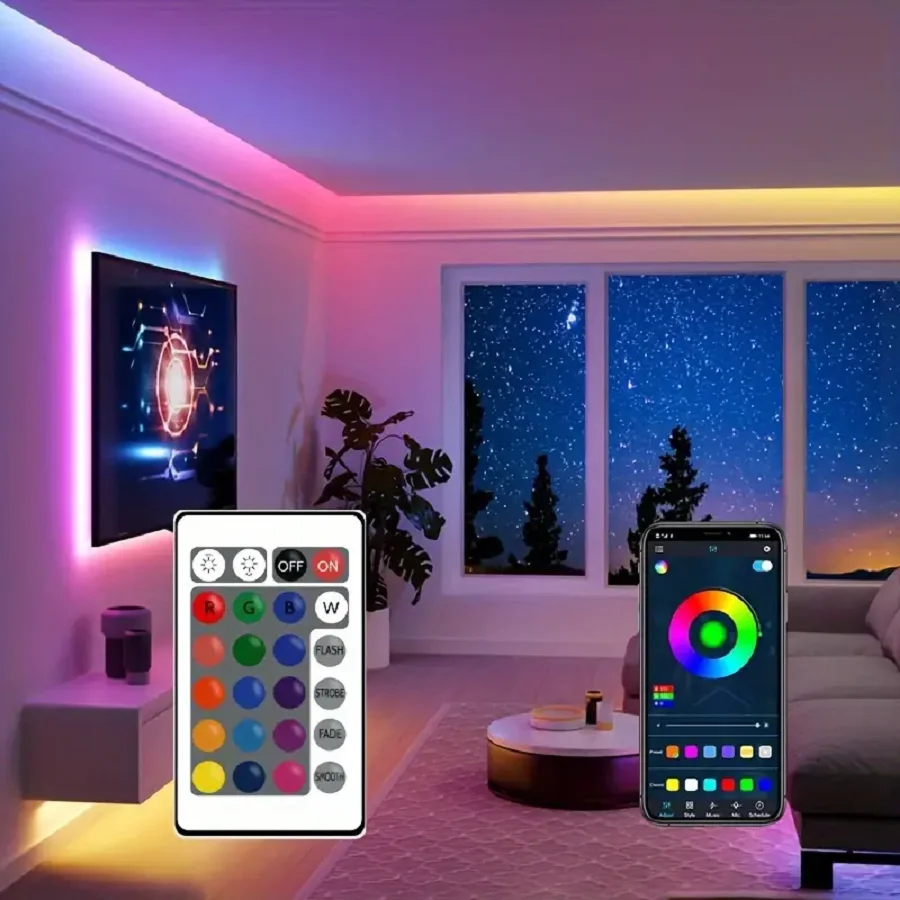 Światła LED RGB kontrola aplikacji 16 diod led/M 24 klucze pilot DIY podświetlenie telewizora pas świetlny elastyczne oświetlenie szafki do