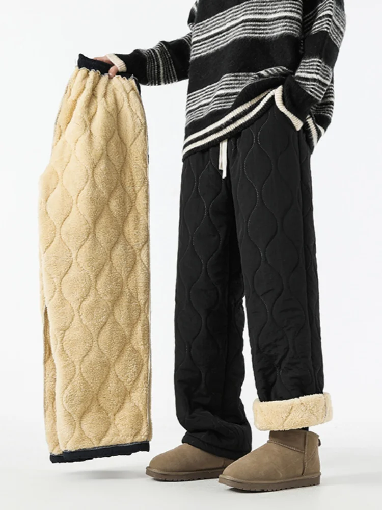 

Japanese Sle Men's Winter Thiened Fce Lined Loose Cotton Casual Pants Straight Leg Wide Leg Trendy Youth Faion