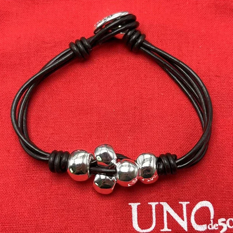 2023 New UNOde50 Bestselling Fashion and Exquisite Leather Rope Bracelet in Europe and America Women's Romantic Jewelry Gift Bag