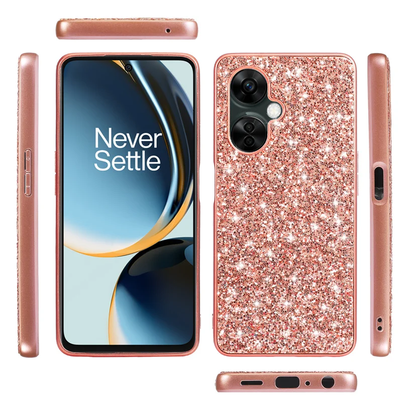For OnePlus Nord CE 3 Lite Case Bling Glitter Sequins Soft Silicone Phone Case For One Plus Nord CE3 Lite 5G Hard PC Back Cover