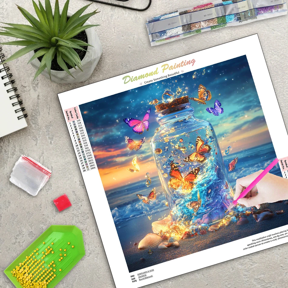 RUOPOTY Drift Bottle 5d Diamond Painting Handmade Diy Crafts Full Round/Square Diamond Art For Beginners Home Decor Gift
