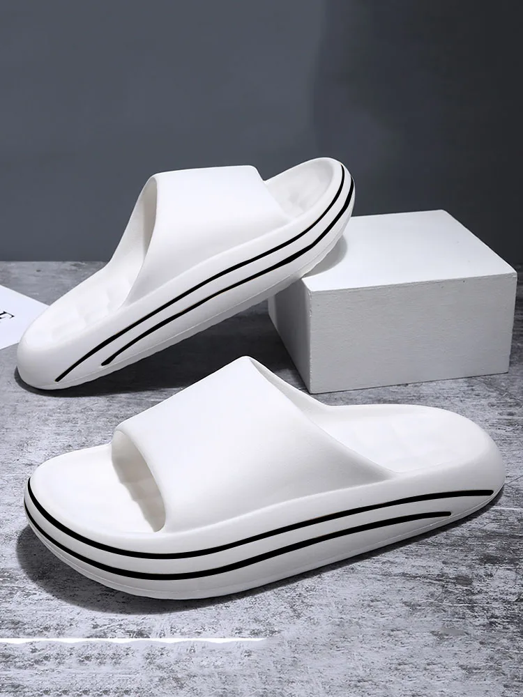 Men Thick Sole Summer Beach Slides Bathroom Anti Slip Slipper Soft Sandals Simplicity Ultra Light  Solid Shoes