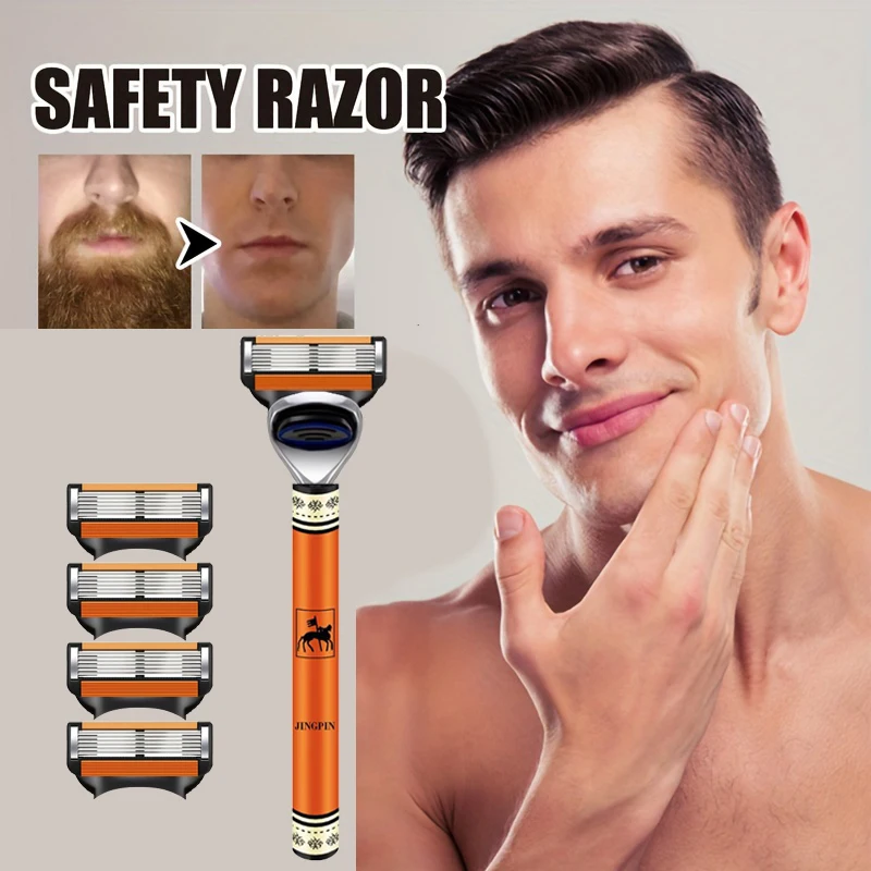 ماكينة حلاقة كلاسيكية مكونة من 6 طبقات، ماكينة حلاقة يدوية لإزالة الشعر للرجال والنساء