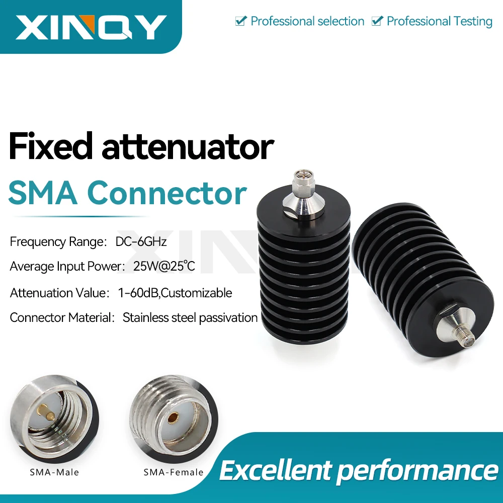 xinqy-25w-rf-coaxial-attenuator-sma-jkt-6ghz-power-signal-attenuator-available-values-1db-3db-6db-10db-20db-30db-40db