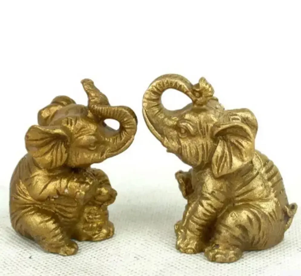 

Copper Satue A pair of pure copper, corn, elephant ornaments, suction, toilet flushing and copper ware