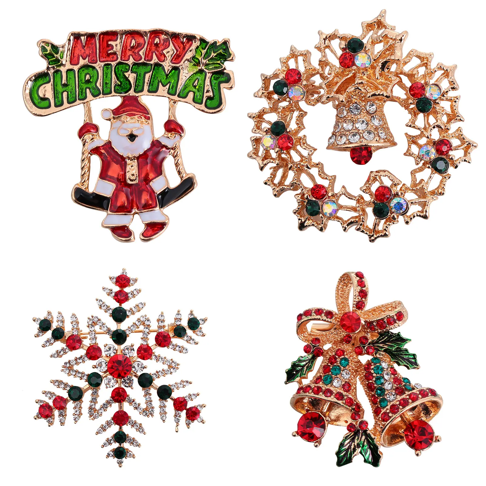 

4Pcs Alloy H crafted Rhinestone Decorative Clothes Costume nament naments Christmas Party Gifts Women Accessories