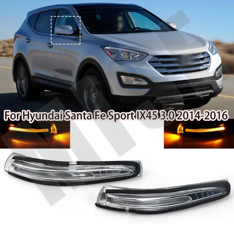 Auto Side Rearview Mirror LED Turn Signal Lamp Car Flashing Light For Hyundai Santa Fe Sport IX45 3.0 2014 2015 2016 87613 2W000