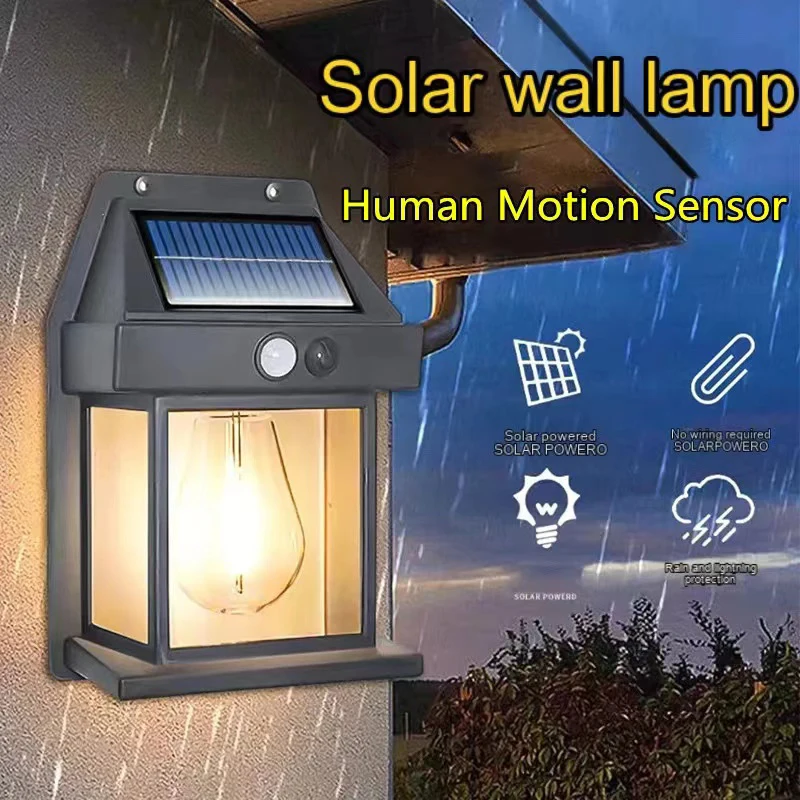 

Outdoor Solar Wall Lamp Waterproof Tungsten Filament Lamp Induction Lamp Household Light Garden Wall Light