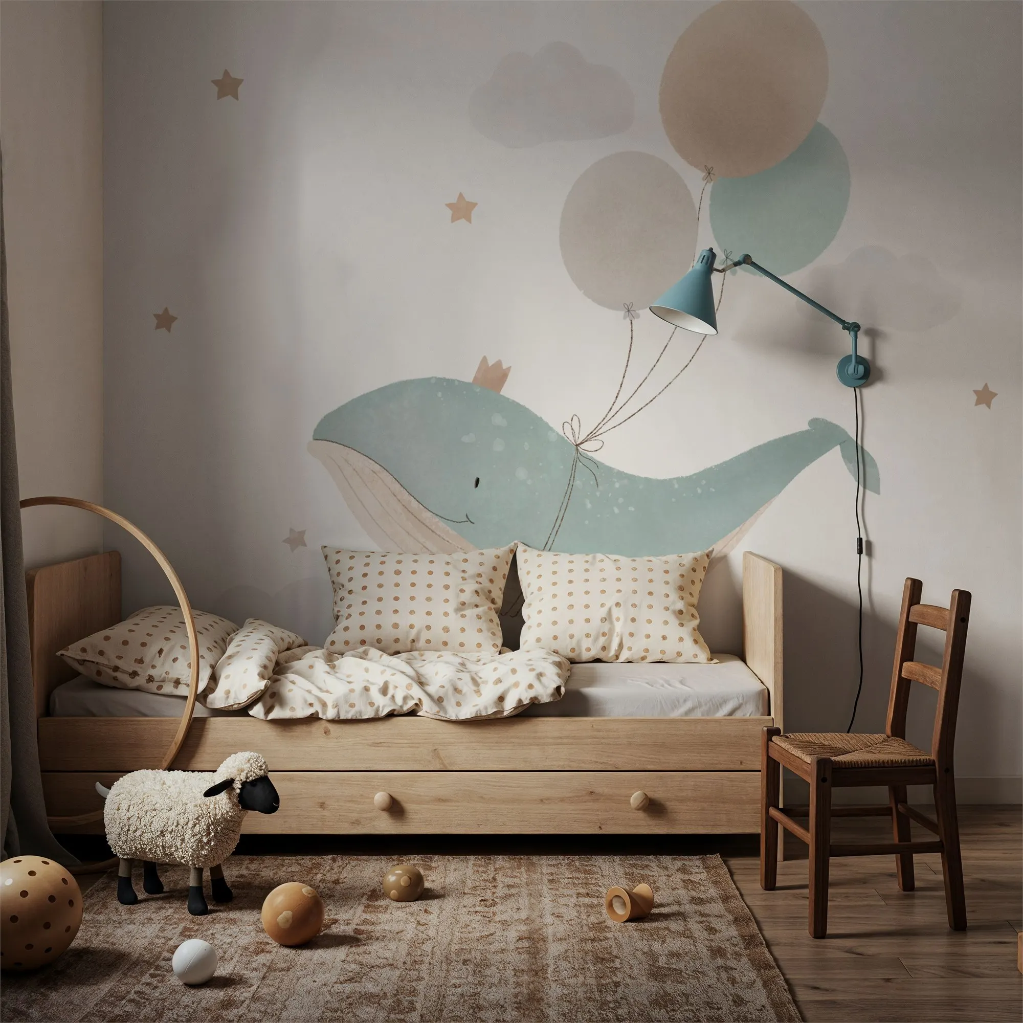 custom Flying Whale Air Balloons 3d Wall mural peel and stick wallpaper