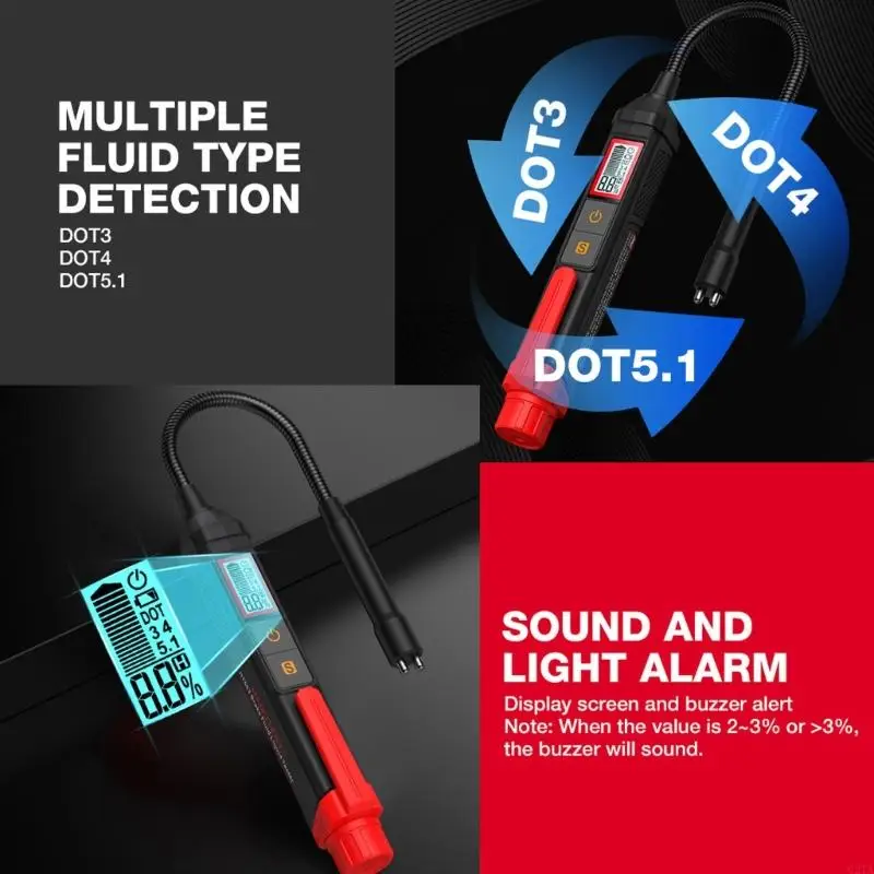 Testeur liquide frein numérique Alertes LED Easy Carry Brake Huile Tester pour les véhicules