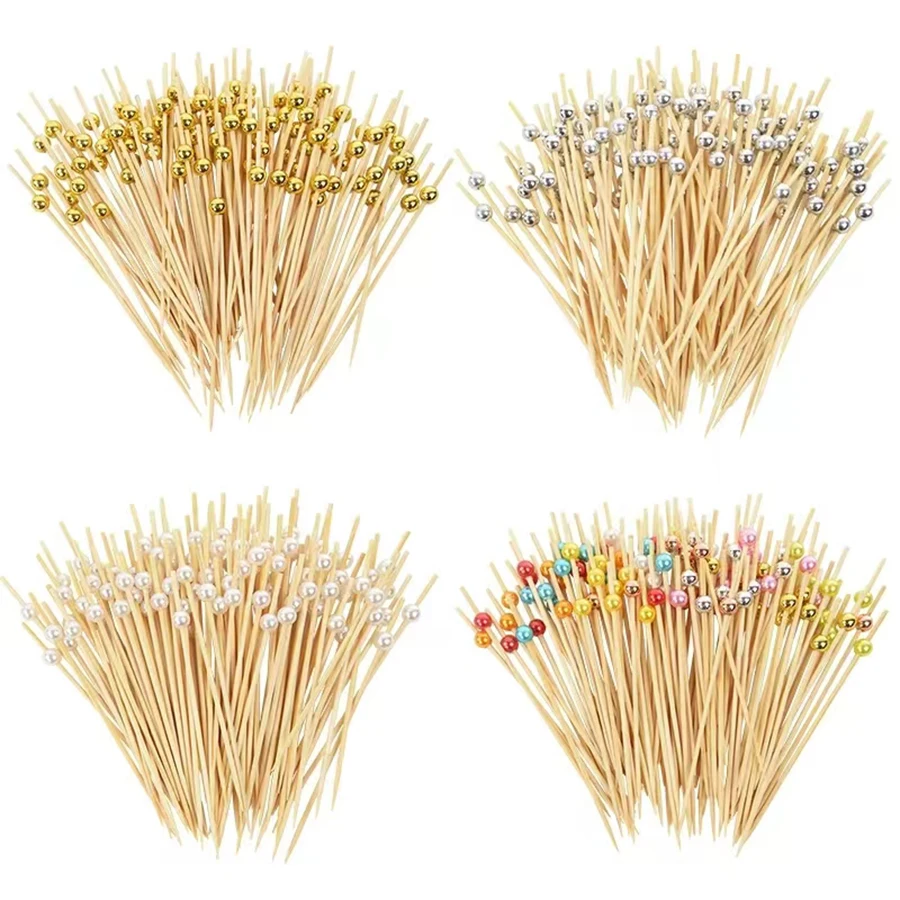 50PCS/100PCS 12cm Disposable Twisted Bamboo Fork Party Buffet Fruit Desserts Pick Skewer Food Cocktail Sandwich Fork Stic