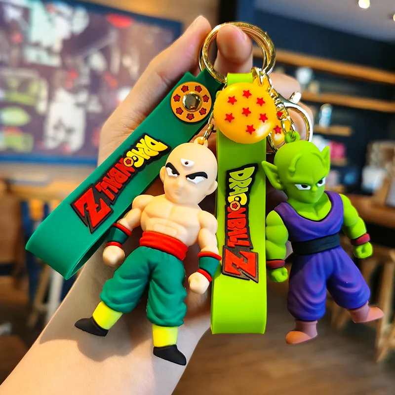 8CM Anime Dragon Ball Keychain Fashion Jewelry Son Goku Vegeta Piccolo Action Figures PVC Key Ring for Men Women Bag Pendant