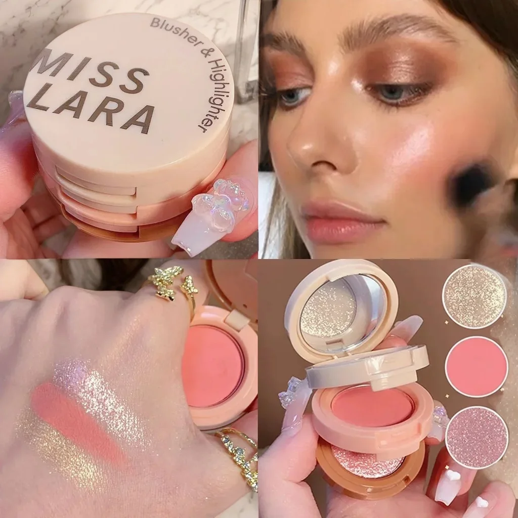 Paleta do makijażu Highlight Rouge - Róż do policzków, konturowanie, cień do powiek typu silkworm z matowym pigmentem brokatowym i puder do brwi