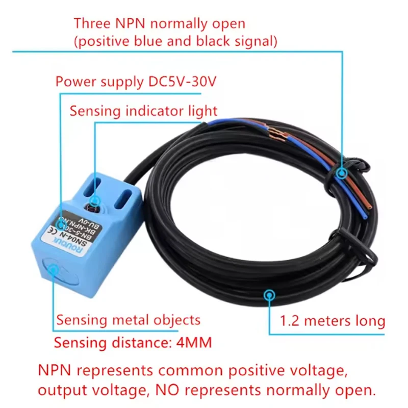 Metal sensor SN04-N proximity switch three wire NPN normally open DC 5V-30V limit sensor 4mm
