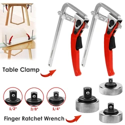 2 Ratchet Table Clamps 485LB Clamping Force Alloy Steel Woodworking Ratchet Table Clamps Quick Release Heavy Duty Rail Clamps