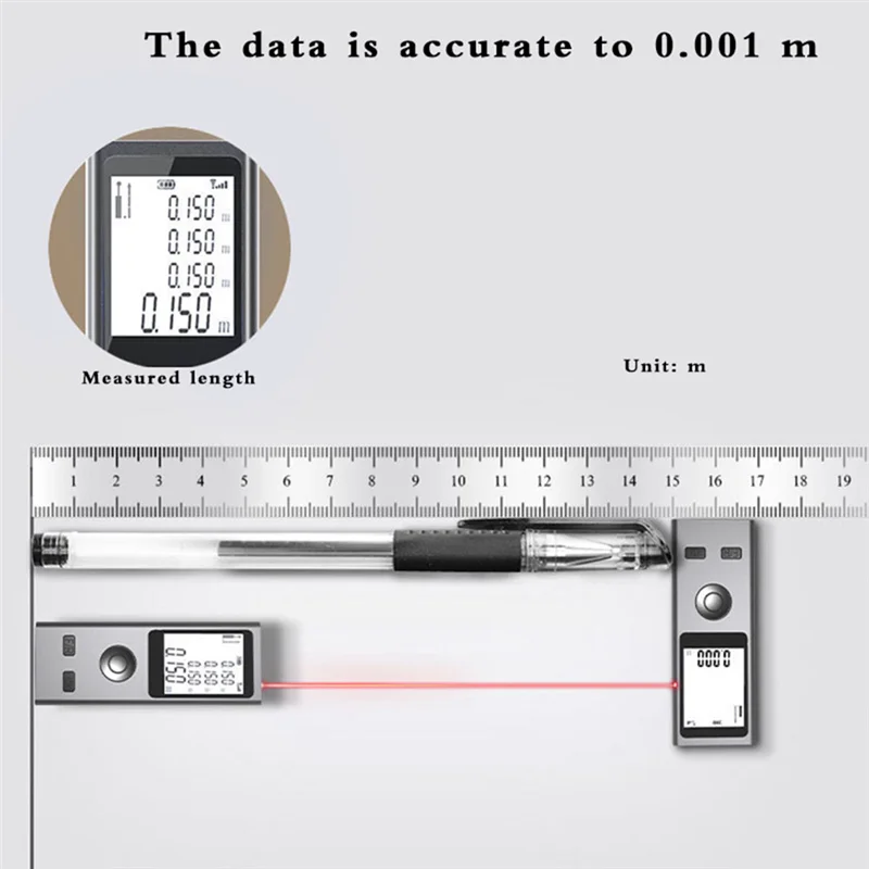 Mini Laser Rangefinder Digital Tape Measure Laser Ruler USB Charge Aluminum Alloy Fuselage Measuring Distance 30M