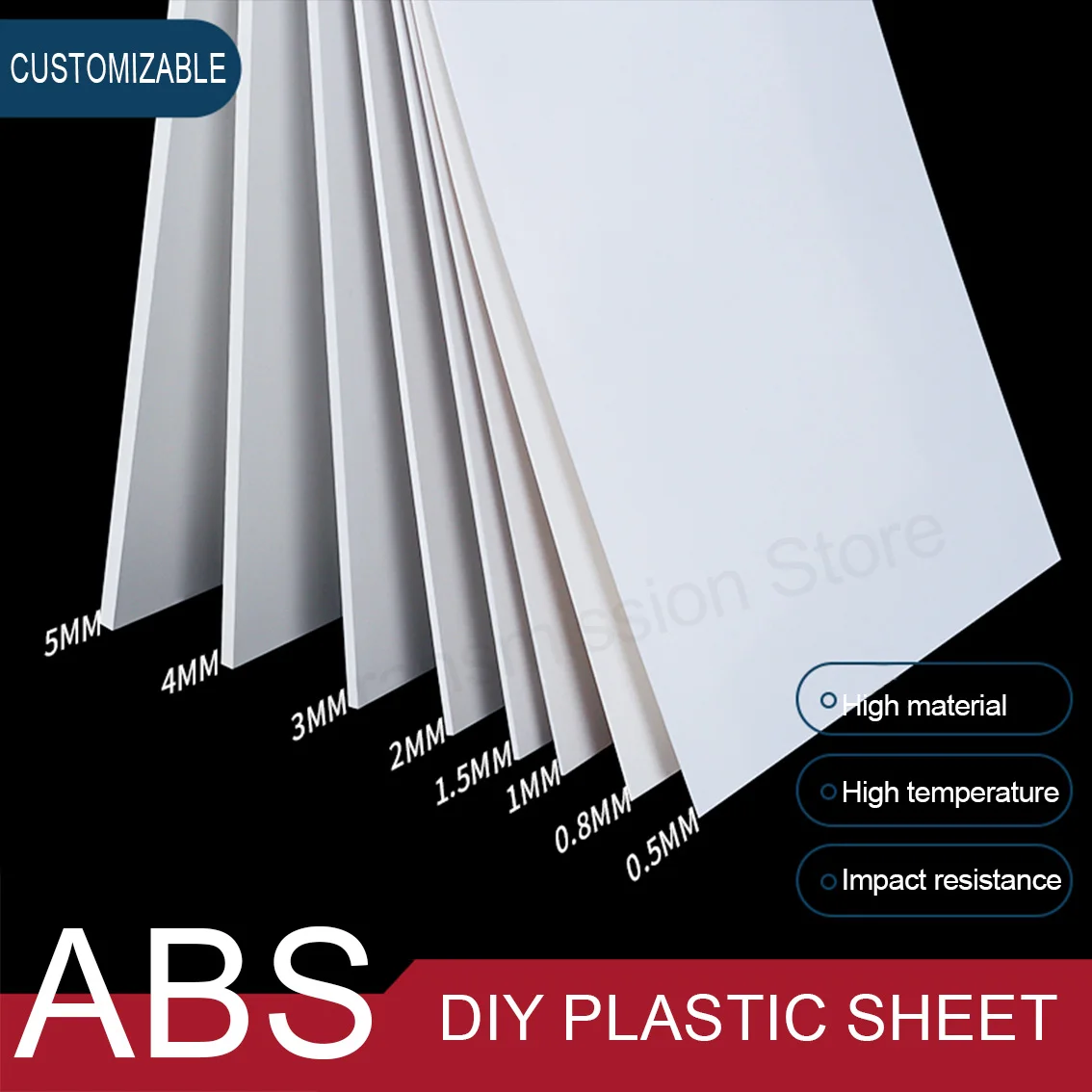 

1-5Pcs ABS Board Model Modification Board Thickness0.5mm 0.8mm 1mm 1.5mm 2mm 3mm 4mm 5mm Customized DIY Hard Plastic Sheet White