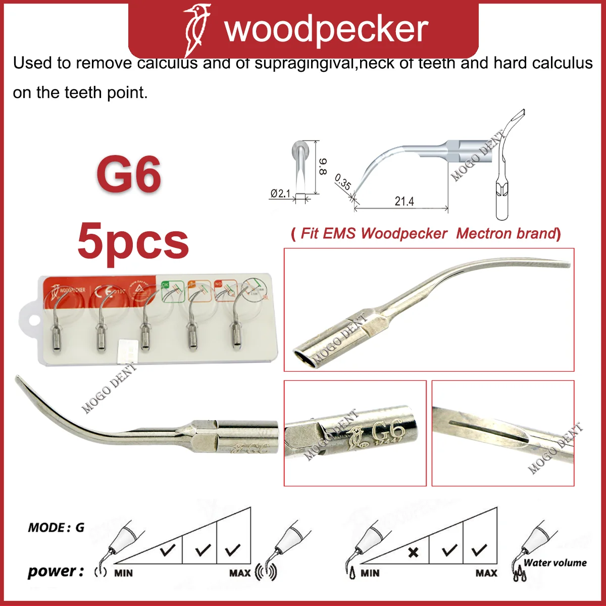 Specht Tandheelkundige Ultrasone Piezo Scaler Handstuk HW-5L Scaler Tips G1 G2 G3 P1 P3 P4 Fit EMS En Mectron Ultrasone Scaler