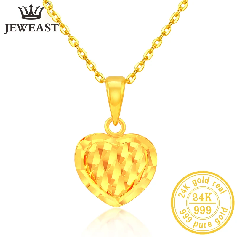 

JLZB 24K Pure Gold Pendant Real AU 999 Solid Gold Charm Nice Shiny Heart Upscale Trendy Classic Fine Jewelry Hot Sell New 2023