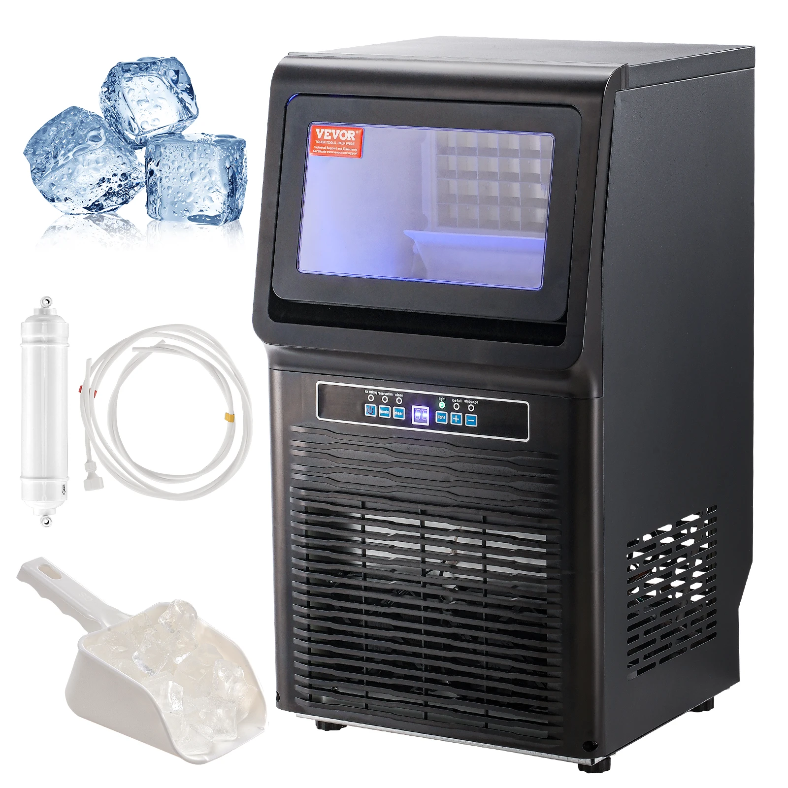 VEVOR Commercial Ice Maker Machine 36 Ice Cubes in 12-15 Minutes Freestanding Cabinet Ice Maker for Bar Home Office Restaurant