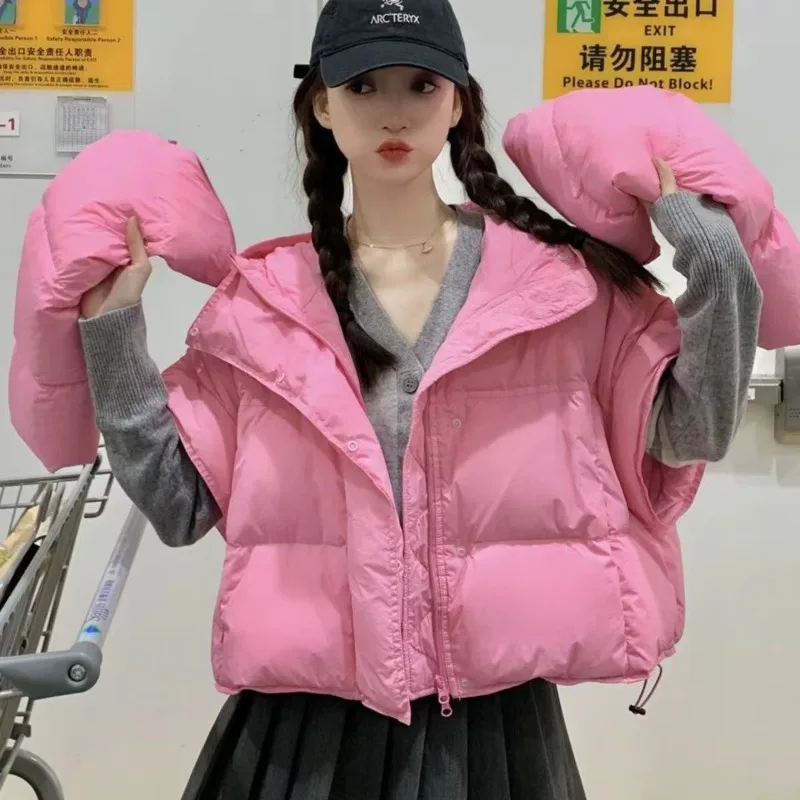 Women's clothing Down jacket New style Short style Winter Hooded Loose fit Duck down Thickened Warm Outerwear jackets for women