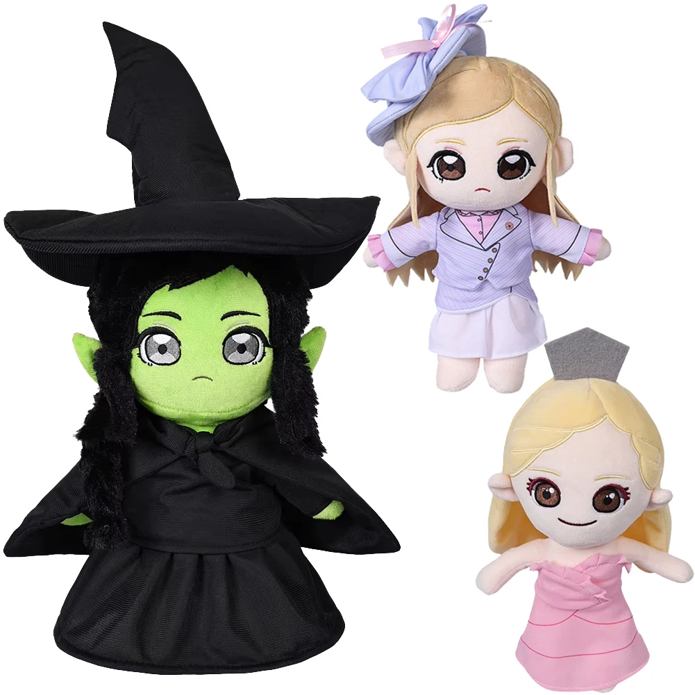 Wicked Witch Elphaba Glinda Cosplay  Plush Doll Cartoon Soft Stuffed Mascot Costume Birthday Halloween Carnival Props