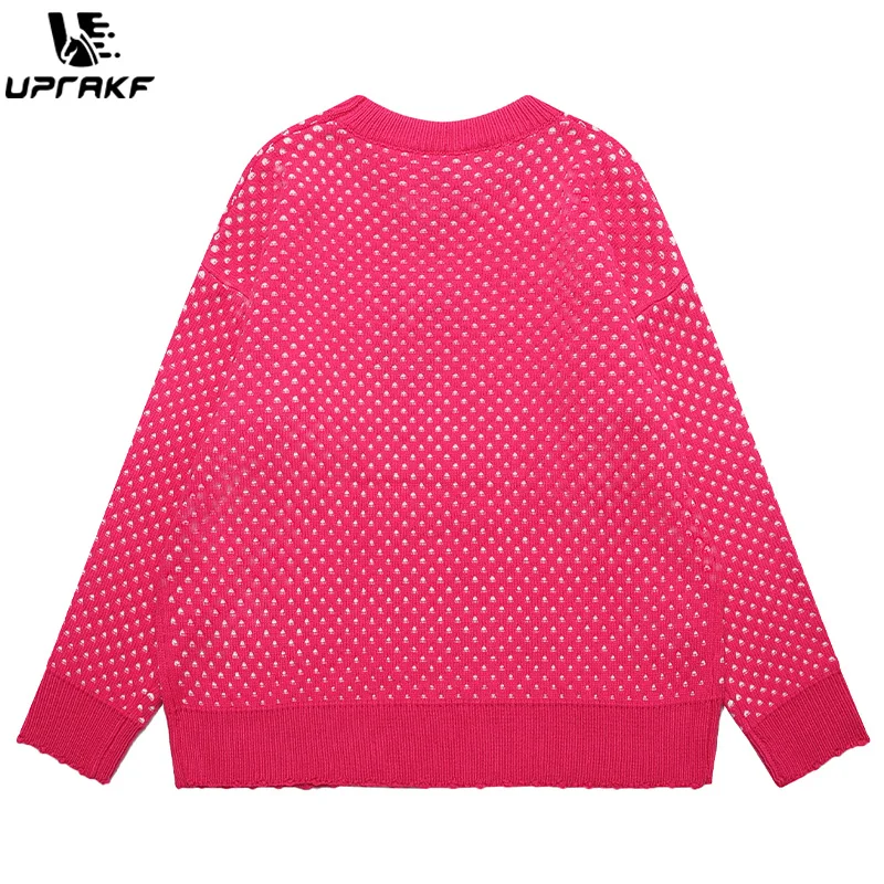 UPRAKF Star Graphic Sweater Autumn Baggy All-Match Round Neck Winter Tops Trendy Pullovers Fashion Casual