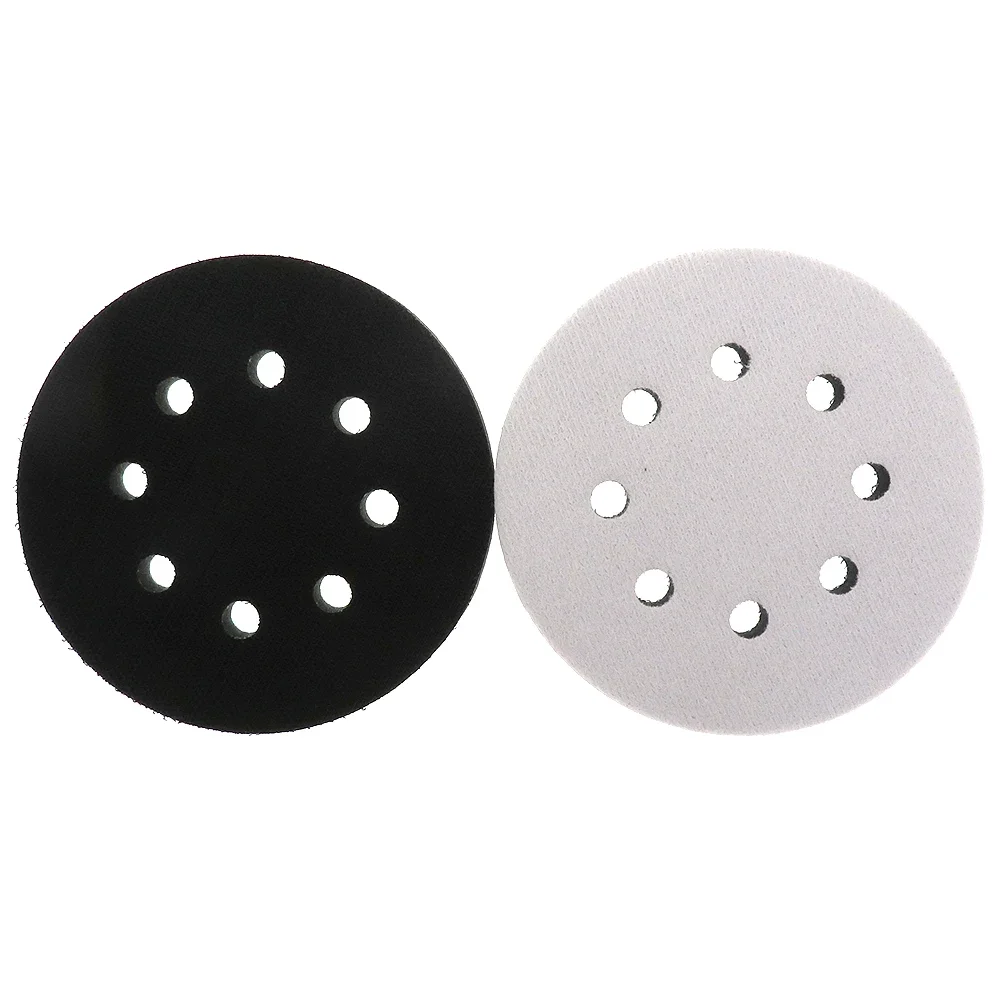 Tampone di interfaccia in spugna morbida da 2 pezzi da 5 pollici (125 mm) a 8 fori per tamponi abrasivi e tampone con gancio e anello per lucidatura e levigatura