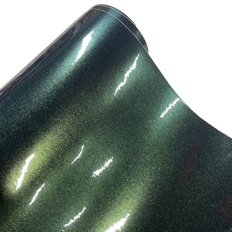 Premium Gloss Metallic Chameleon Vinyl Wrap Roll Green to Gold Self Adhesive Decal Film Automotive Car Wrapping Foil