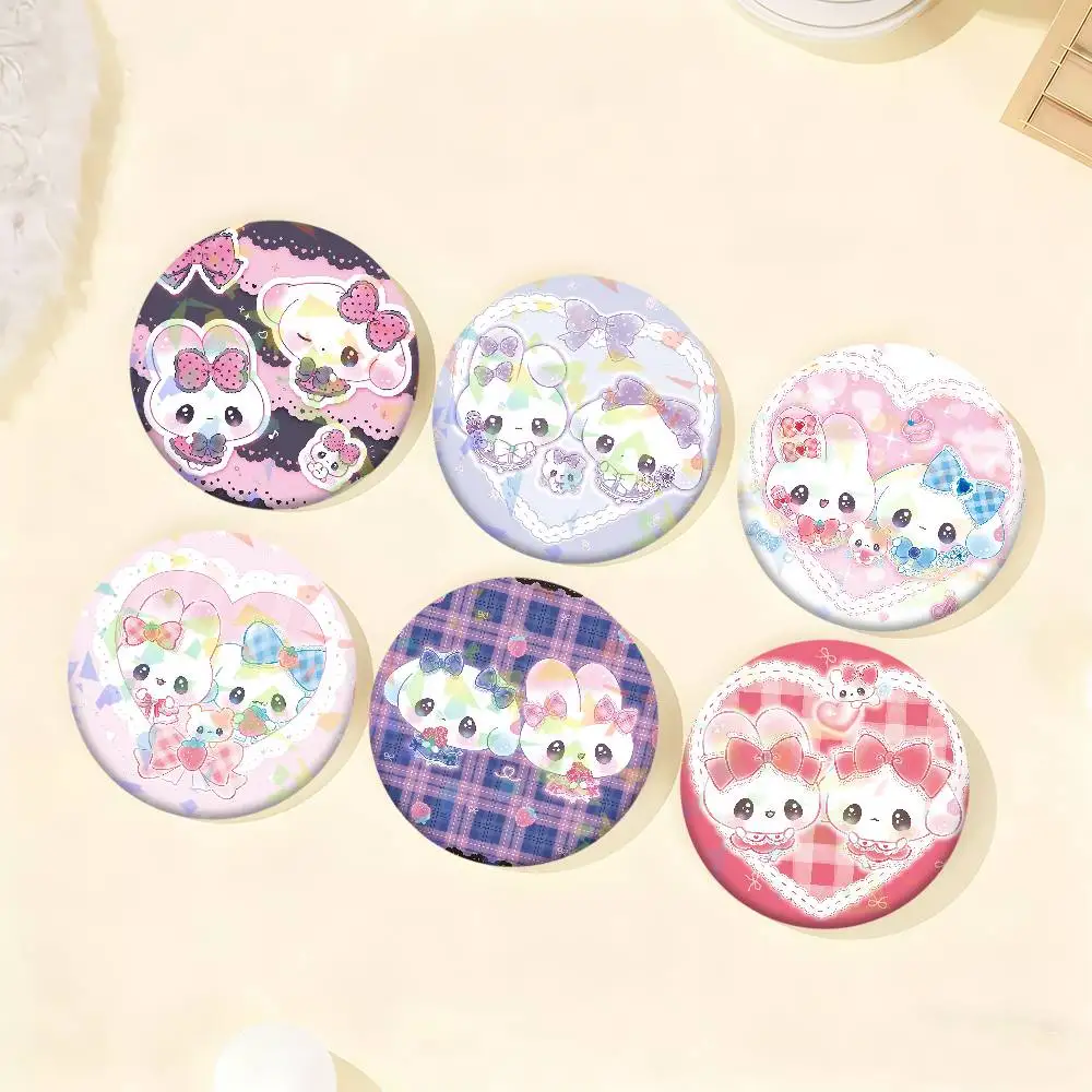 Cartoon Niedlichen Kaninchen rosa Abzeichen Set Glas Glanz Broschen Revers Rucksack Kostüm Geschenke Dekoration geburtstag