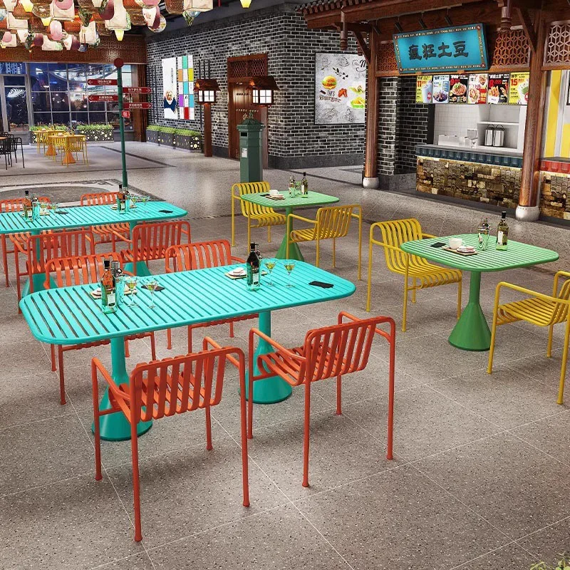 

Garden outdoor wrought iron table and chair combination milk tea shop dessert shop industrial style dining table and chair outdo