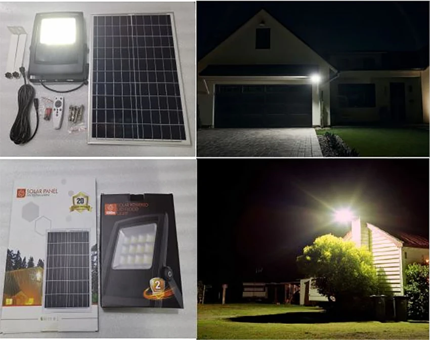 LifePO4 100W Solar LED Flood Light Outdoor Black Housing with Remote Control Aluminum Lamp Body Rohs Certified