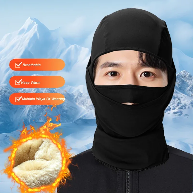 Winter 2 in1 Mask Beanies Hats Warm Knitted Balaclava Hats Windproof Full Face Ski Bonnet Tactical Cycling Earmuffs Cap