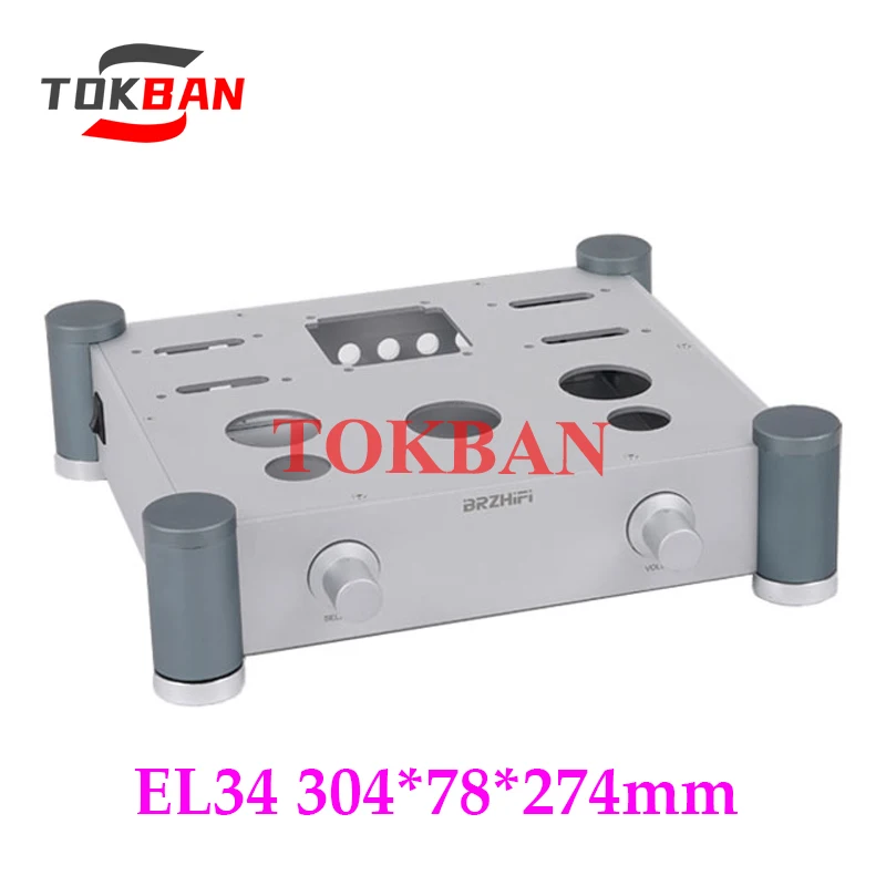 Tokban Audio 304*78*274mm Aluminium EL34 Tube Amplifier Chassis Enclosure Single-ended Class A Amp Case Shell